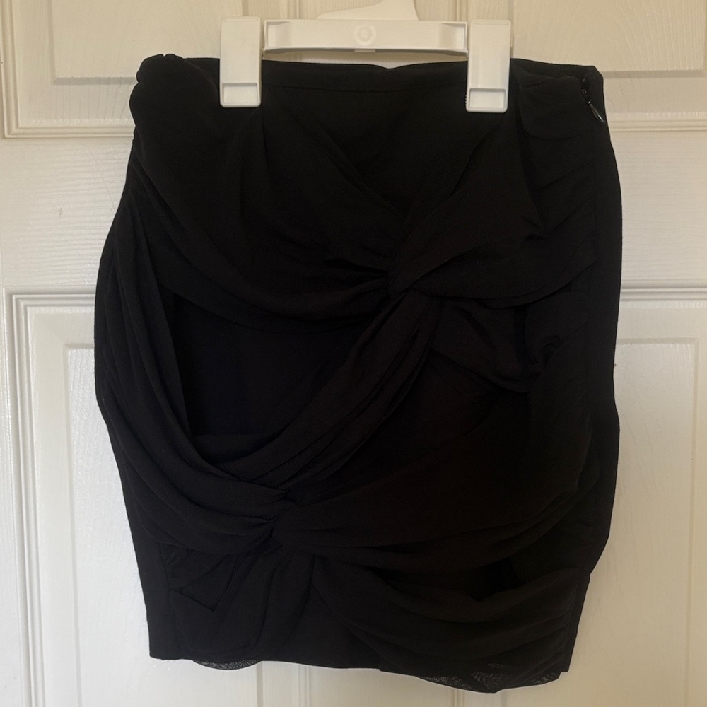 Black Draped Twist Front Women’s Skirt